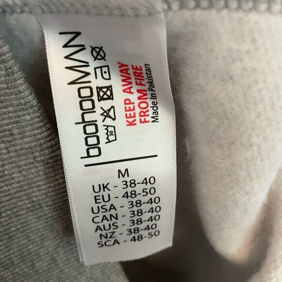 BoohooMan Fleece Grey Hoodie - Picture 3 of 4
